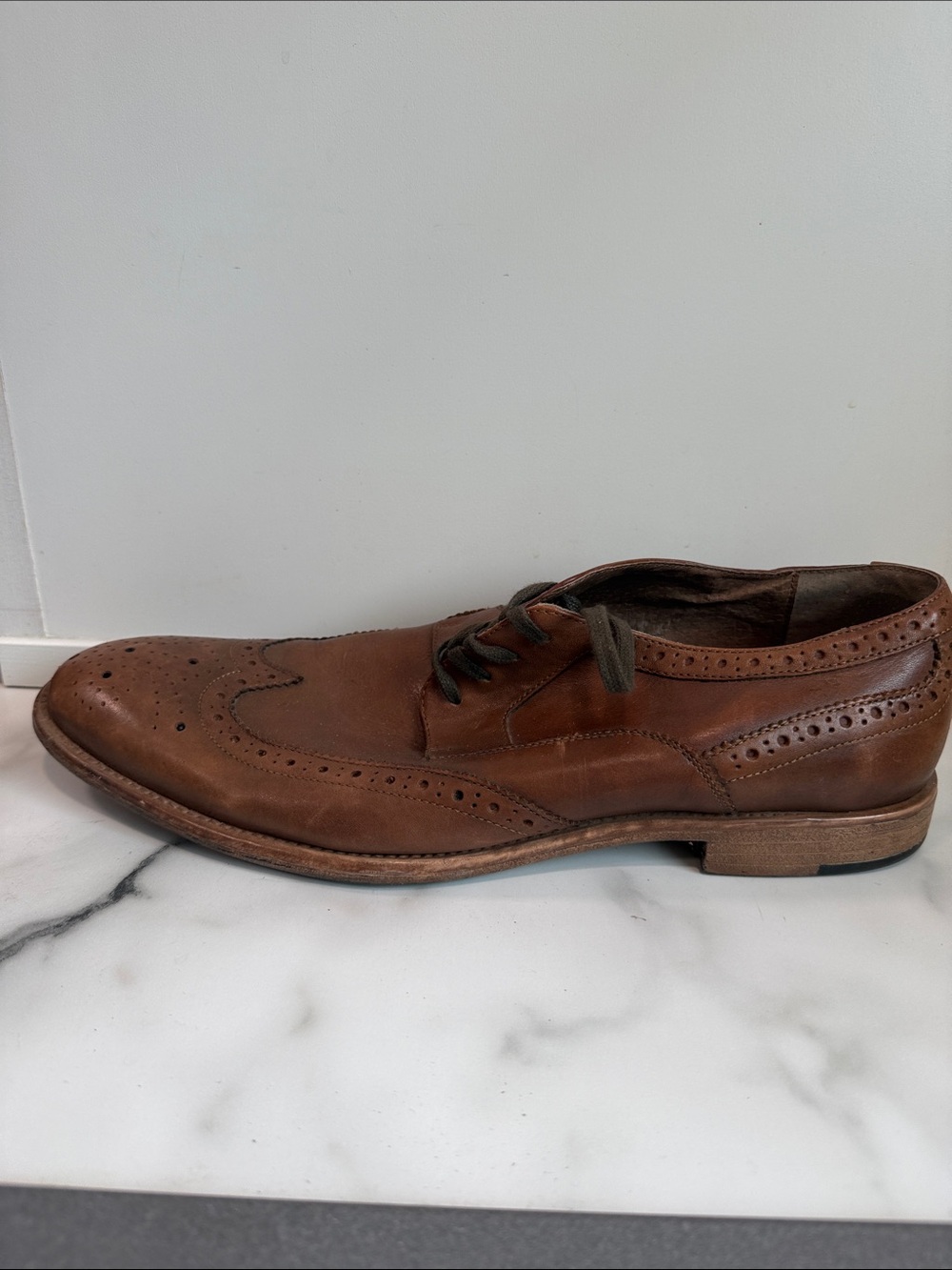 Rush by Gordon Rush men's brown leather wingtip brogue dress shoe size 11